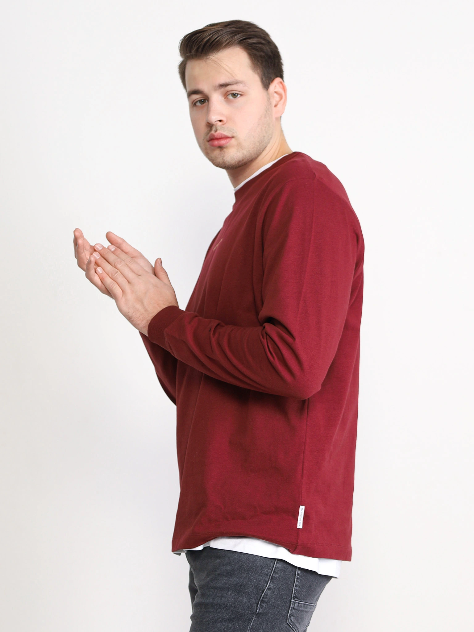 Лонгслив бордового цвета из хлопка 